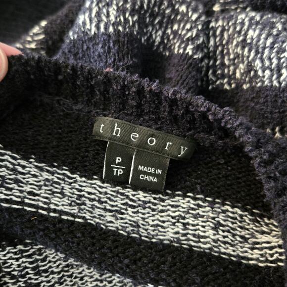 Theory Navy Blue and White Thick Stripe Sweater sz P - Picture 5 of 7